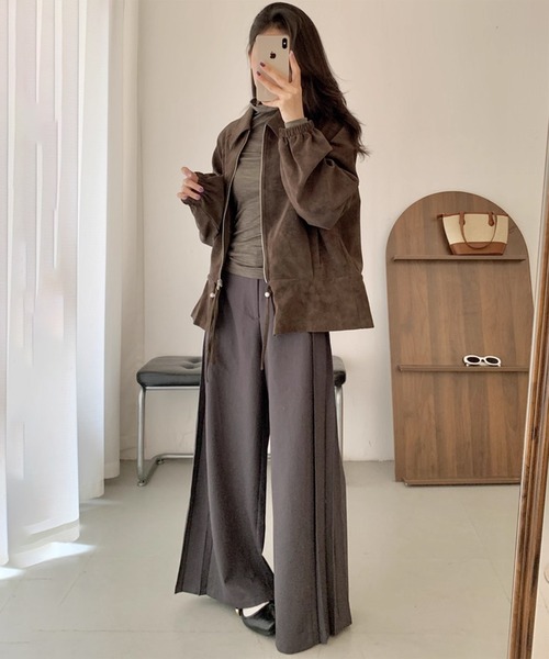 tageechita(タジチタ)の「【tageechita】サイドプリーツ ワイドスラックス(スラックス・レディース・チャコールグレー/ブラウン・S/M/L)」の16枚目の写真