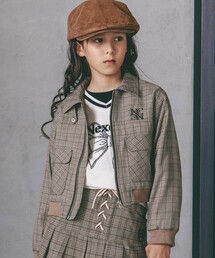 nexchic（ネクシック）の「フェイクレザー&チェック柄ブルゾン(110~150cm)（ブルゾン・キッズ）」