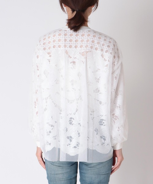 Jines(ジネス)の「レース×チュールカーディガン【WEB限定】(カーディガン/ボレロ・レディース・ホワイト/ブラック・38)」の16枚目の写真