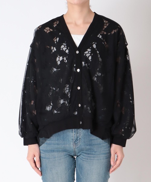 Jines(ジネス)の「レース×チュールカーディガン【WEB限定】(カーディガン/ボレロ・レディース・ホワイト/ブラック・38)」の21枚目の写真