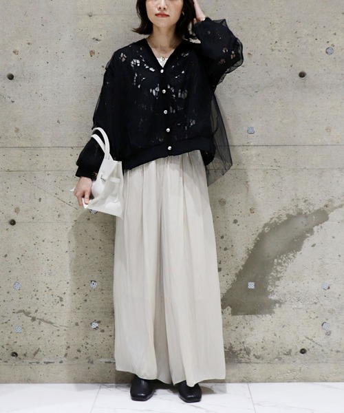 Jines(ジネス)の「レース×チュールカーディガン【WEB限定】(カーディガン/ボレロ・レディース・ホワイト/ブラック・38)」の8枚目の写真