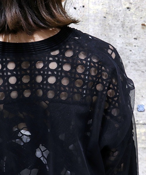 Jines(ジネス)の「レース×チュールカーディガン【WEB限定】(カーディガン/ボレロ・レディース・ホワイト/ブラック・38)」の12枚目の写真