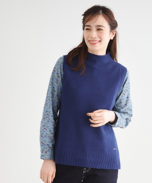 LAURA ASHLEY(ローラアシュレイ)の「【日本製/ワンマイルウエア】ソフトウール ベスト(ベスト・レディース・ブルー/グレー/アイボリー・38)」の3枚目の写真