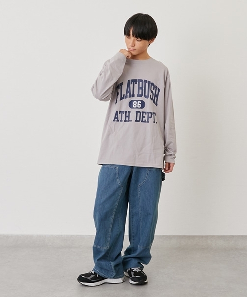 GLAZOS（グラソス）の「【プチプラ】フロントカレッジロゴ長袖Tシャツ（Tシャツ/カットソー・キッズ・ブラック/ブルー/ホワイト/ブラウン/ネイビー/ライトグレー・160cm/180cm/170cm/150cm）」の16枚目の写真