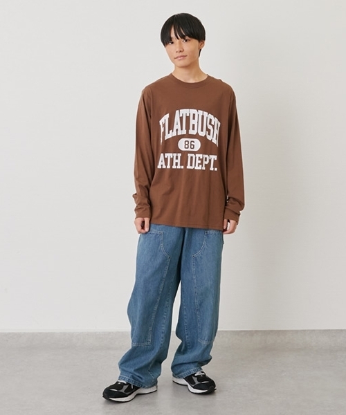 GLAZOS（グラソス）の「【プチプラ】フロントカレッジロゴ長袖Tシャツ（Tシャツ/カットソー・キッズ・ブラック/ブルー/ホワイト/ブラウン/ネイビー/ライトグレー・160cm/180cm/170cm/150cm）」の17枚目の写真