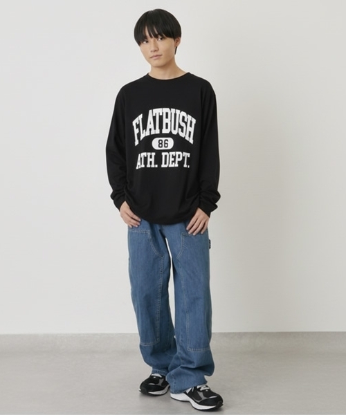 GLAZOS（グラソス）の「【プチプラ】フロントカレッジロゴ長袖Tシャツ（Tシャツ/カットソー・キッズ・ブラック/ブルー/ホワイト/ブラウン/ネイビー/ライトグレー・160cm/180cm/170cm/150cm）」の20枚目の写真