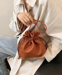 ミニマルデザインPUレザー巾着バッグ