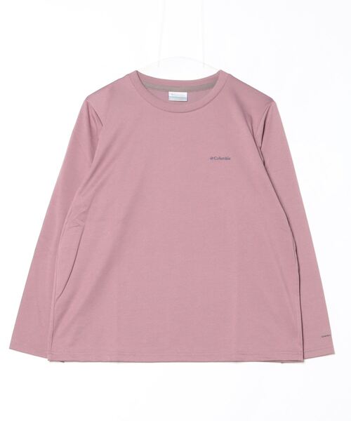 Columbia(コロンビア)の「コロンビア ウィメンズクレストトゥーフォレストロングスリーブクルー(Tシャツ/カットソー・レディース・ホワイト/スモークピンク・L/XL/S/M)」の1枚目の写真