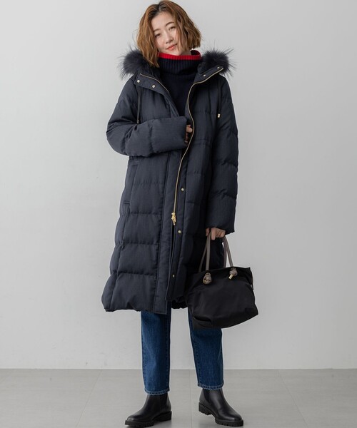 セール】【撥水加工】ブライトウール ロングダウンコート（ダウン