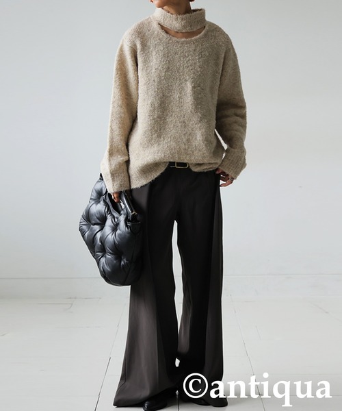 セール】ブークレ調 カットアウトニット（ニット/セーター）｜antiqua