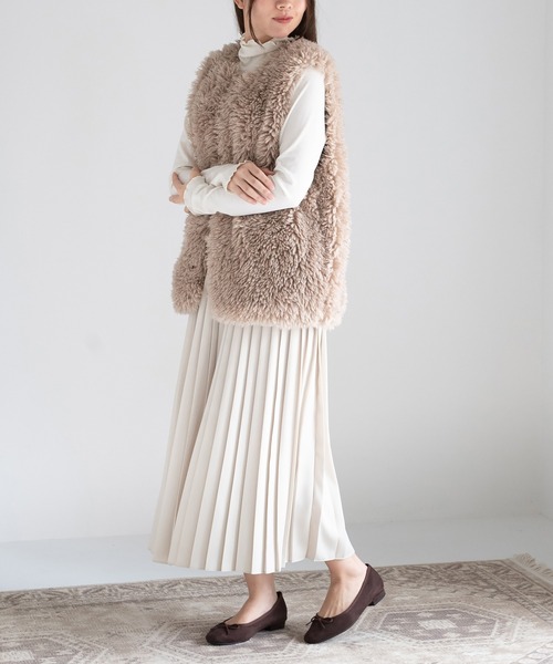 JELLY BEANS(ジェリービーンズ)の「インナーファーバレエシューズ(211-57353)JELLY BEANS(ジェリービーンズ)(バレエシューズ・レディース・ブラック系/ダークブラウン/グレイッシュベージュ・22.5/23/23.5/24/24.5)」の21枚目の写真