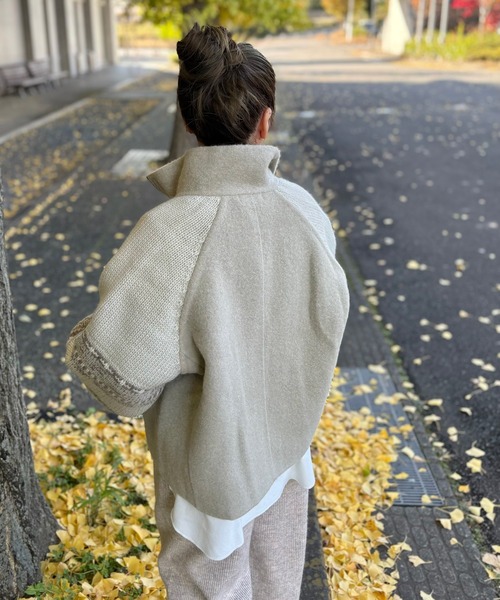 LAULEN（ローレン）の「jacquard double zip knit /スタンドカラージャガード柄ダブルジップニット（ニット/セーター・レディース・アイボリー/ベージュ/ブラック・FREE）」の8枚目の写真