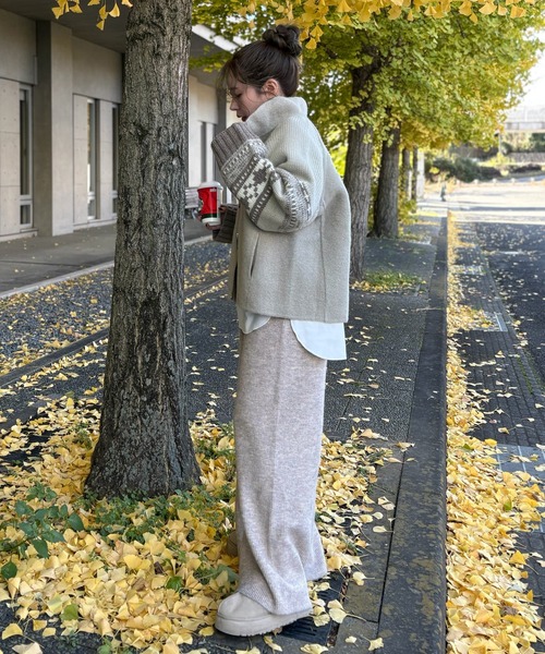 LAULEN（ローレン）の「jacquard double zip knit /スタンドカラージャガード柄ダブルジップニット（ニット/セーター・レディース・アイボリー/ベージュ/ブラック・FREE）」の9枚目の写真