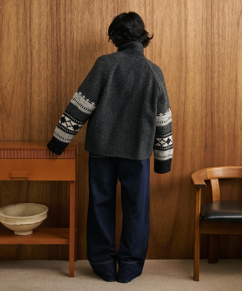LAULEN（ローレン）の「jacquard double zip knit /スタンドカラージャガード柄ダブルジップニット（ニット/セーター・レディース・アイボリー/ベージュ/ブラック・FREE）」の19枚目の写真