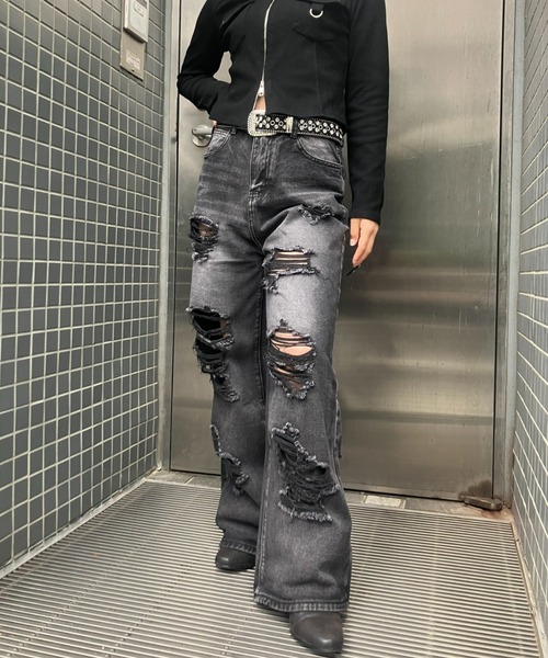 SWAGGER denim ダメージ加工 grunge グランジ 平成 A'GEM/9 × .kom 『.KOM/ドットケーオーエム』 Grunge Style Baggy