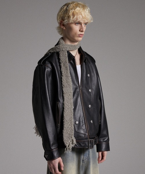 GRANCY】Fringe Knit Slim Scarf / フリンジニットスリムマフラー