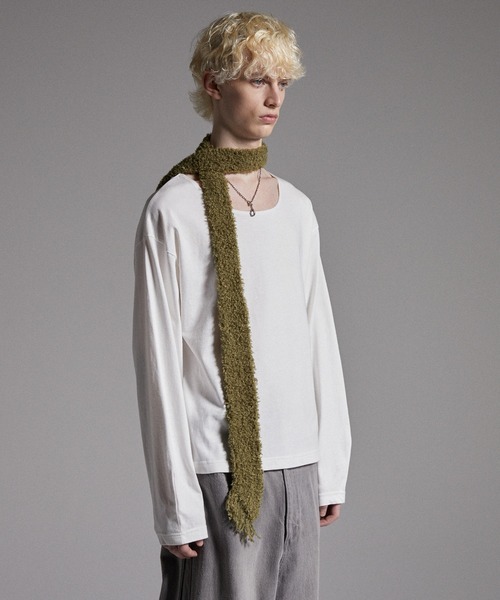 GRANCY】Fringe Knit Slim Scarf / フリンジニットスリムマフラー