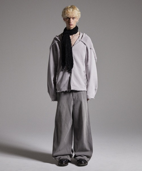 GRANCY】Fringe Knit Slim Scarf / フリンジニットスリムマフラー