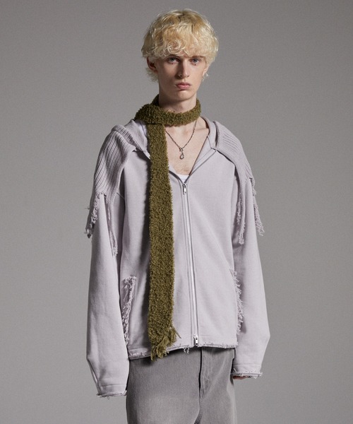 GRANCY（グランシー）の「【GRANCY】Fringe Knit Slim Scarf