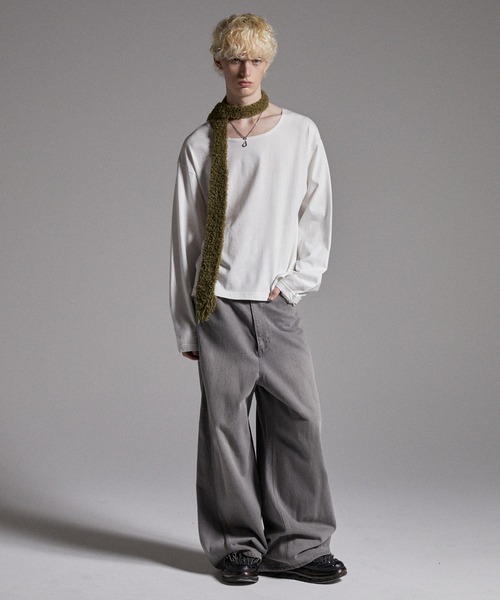 GRANCY（グランシー）の「【GRANCY】Fringe Knit Slim Scarf