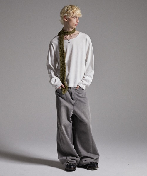 GRANCY】Fringe Knit Slim Scarf / フリンジニットスリムマフラー