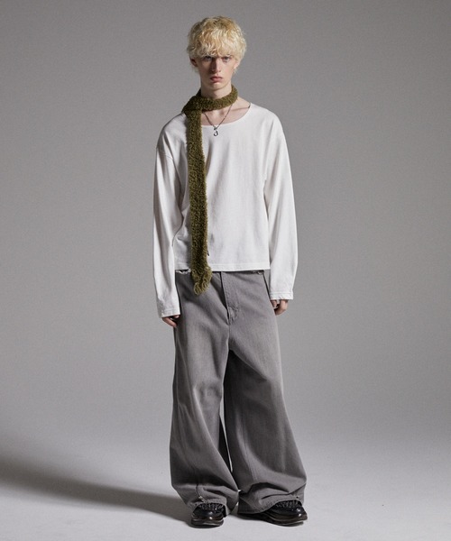 GRANCY（グランシー）の「【GRANCY】Fringe Knit Slim Scarf