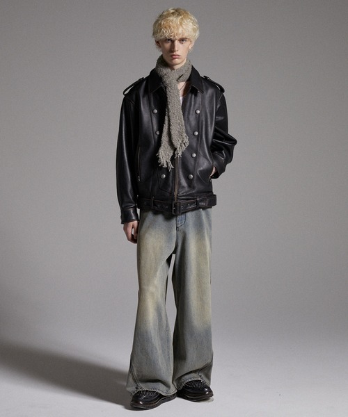 GRANCY】Fringe Knit Slim Scarf / フリンジニットスリムマフラー