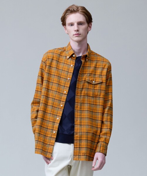 J.PRESS（ジェイプレス）の「テンセルミックスコットンネルシャツ / B.D.（シャツ/ブラウス・メンズ・オレンジ系3/ホワイト系3/グレー系3/ネイビー系3・LARGE/MEDIUM/X-LARGE）」の4枚目の写真