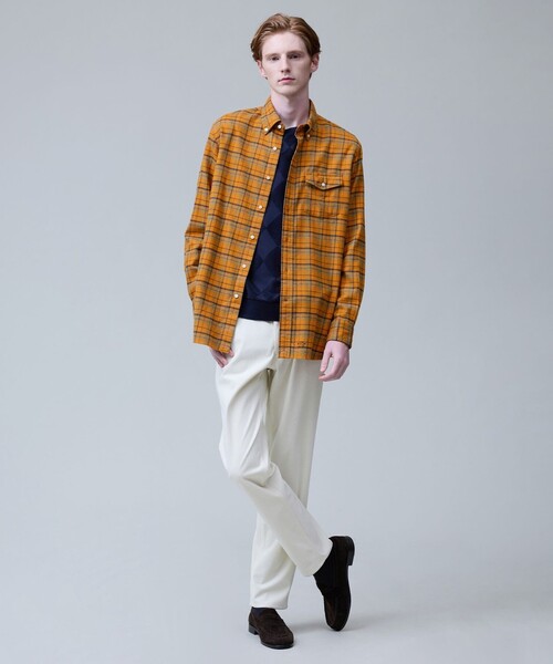 J.PRESS（ジェイプレス）の「テンセルミックスコットンネルシャツ / B.D.（シャツ/ブラウス・メンズ・オレンジ系3/ホワイト系3/グレー系3/ネイビー系3・LARGE/MEDIUM/X-LARGE）」の5枚目の写真