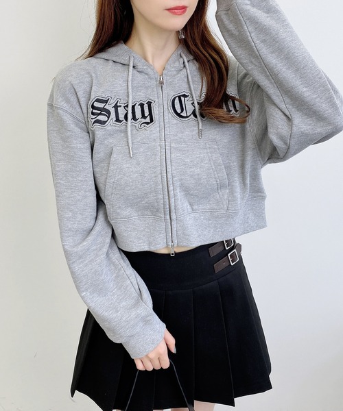 セール】ロゴジップスウェットショートパーカー（カーディガン/ボレロ