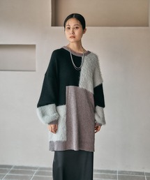 LEPSIM | パッチワークニットチュニック　600816(ニット/セーター)