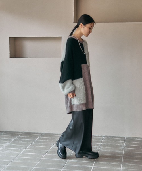 LEPSIM（レプシィム）の「パッチワークニットチュニック　600816（ニット/セーター・レディース・グレー/グレイッシュベージュ/キャメル・FREE）」の19枚目の写真