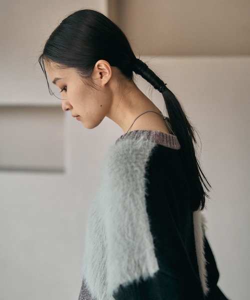 LEPSIM（レプシィム）の「パッチワークニットチュニック　600816（ニット/セーター・レディース・グレー/グレイッシュベージュ/キャメル・FREE）」の16枚目の写真