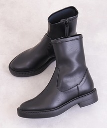 【軽量】厚底 ストレッチショートブーツ