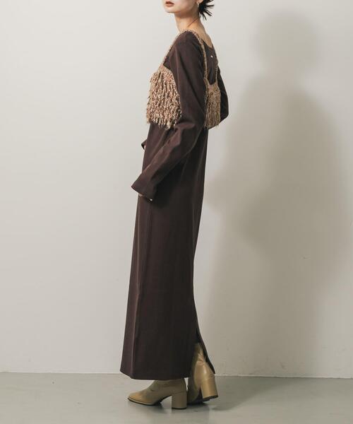 SENSE OF PLACE by URBAN RESEARCH（センスオブプレイスバイアーバンリサーチ）の「バックプレートツキリブワンピ（ワンピース・レディース・ライトグレー/ブラウン/ブラック・S/ONE）」の3枚目の写真