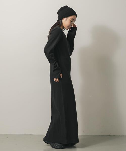 SENSE OF PLACE by URBAN RESEARCH（センスオブプレイスバイアーバンリサーチ）の「バックプレートツキリブワンピ（ワンピース・レディース・ライトグレー/ブラウン/ブラック・S/ONE）」の5枚目の写真