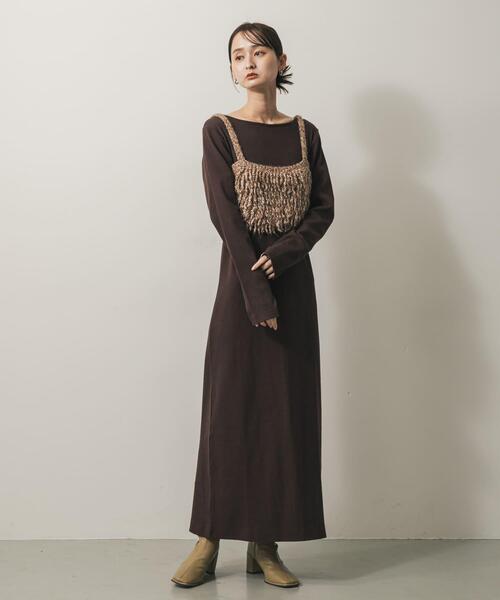 SENSE OF PLACE by URBAN RESEARCH（センスオブプレイスバイアーバンリサーチ）の「バックプレートツキリブワンピ（ワンピース・レディース・ライトグレー/ブラウン/ブラック・S/ONE）」の18枚目の写真