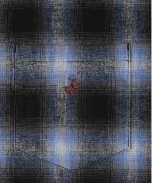 Right-on（ライトオン）の「【BEVERLY HILLS POLO CLUB】フードシャツ (短丈/ルーズシルエット/ネルチェック/フード/シャツパーカー/レイヤード/保温性/軽やか/前立てボタン/カジュアル)（シャツ/ブラウス・レディース・グレー/ブルー・L/M）」の9枚目の写真