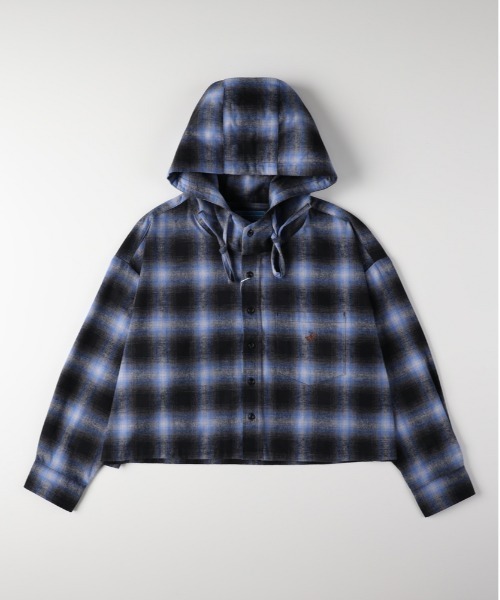 Right-on（ライトオン）の「【BEVERLY HILLS POLO CLUB】フードシャツ (短丈/ルーズシルエット/ネルチェック/フード/シャツパーカー/レイヤード/保温性/軽やか/前立てボタン/カジュアル)（シャツ/ブラウス・レディース・グレー/ブルー・L/M）」の10枚目の写真