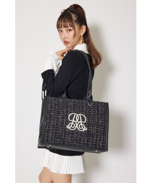 rienda（リエンダ）の「WRRロゴツイードトートバッグ 秋服 冬服（トートバッグ・レディース・ブラック/ホワイト・FREE）」の14枚目の写真