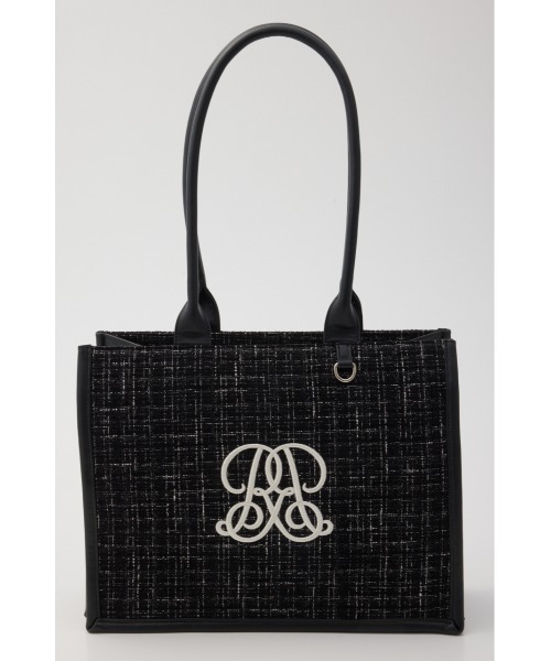 rienda（リエンダ）の「WRRロゴツイードトートバッグ 秋服 冬服（トートバッグ・レディース・ブラック/ホワイト・FREE）」の3枚目の写真