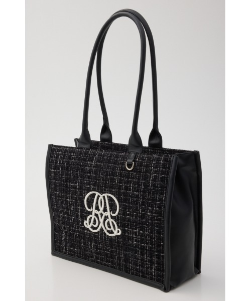 rienda（リエンダ）の「WRRロゴツイードトートバッグ 秋服 冬服（トートバッグ・レディース・ブラック/ホワイト・FREE）」の4枚目の写真