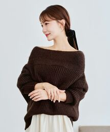 オフショル ニット オフショルダー」に該当するブラウン/茶色系の