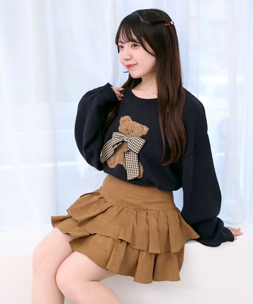 MAJESTIC LEGON(マジェスティックレゴン)の「リボン付きくまちゃんニット(ニット/セーター・レディース・ネイビー/ピンク/レッド/アイボリー・MEDIUM)」の14枚目の写真