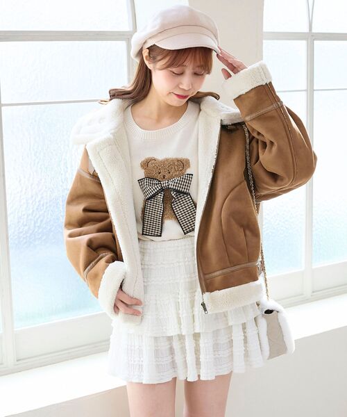 MAJESTIC LEGON(マジェスティックレゴン)の「リボン付きくまちゃんニット(ニット/セーター・レディース・ネイビー/ピンク/レッド/アイボリー・MEDIUM)」の20枚目の写真