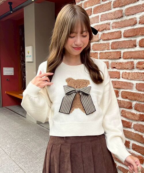 セール】リボン付きくまちゃんニット（ニット/セーター）｜MAJESTIC
