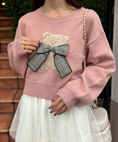 セール】リボン付きくまちゃんニット（ニット/セーター）｜MAJESTIC