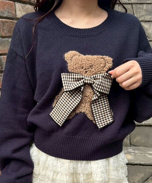 セール】リボン付きくまちゃんニット（ニット/セーター）｜MAJESTIC
