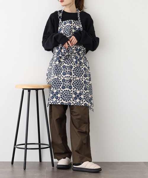 綿麻プリントショートエプロン（エプロン）｜l'atelier Nuuit