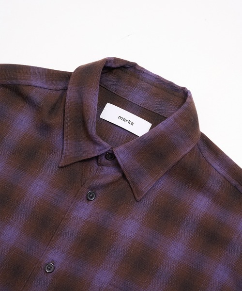 markaware(マーカウェア)の「【markaware/marka】スーパー140'sウールビエラワッシャータンブラー / レギュラーカラーシャツ(シャツ/ブラウス・メンズ・パープル/グレー・1/2)」の10枚目の写真